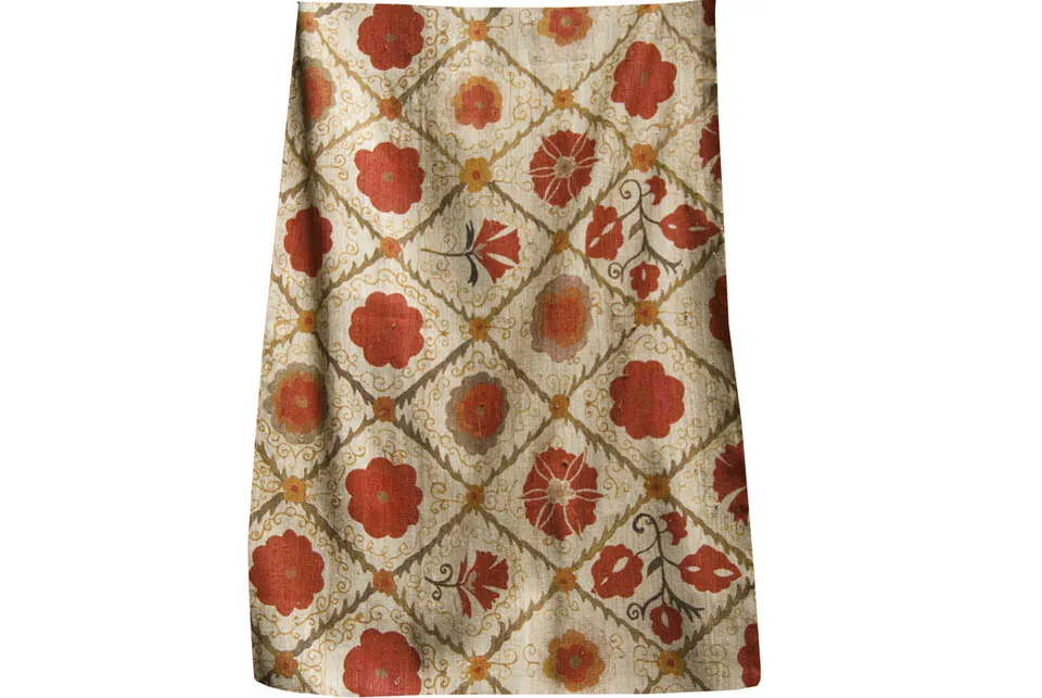 Ткань Arjumand The Imperial SUZANI ORANGERED TUSSAH SILK