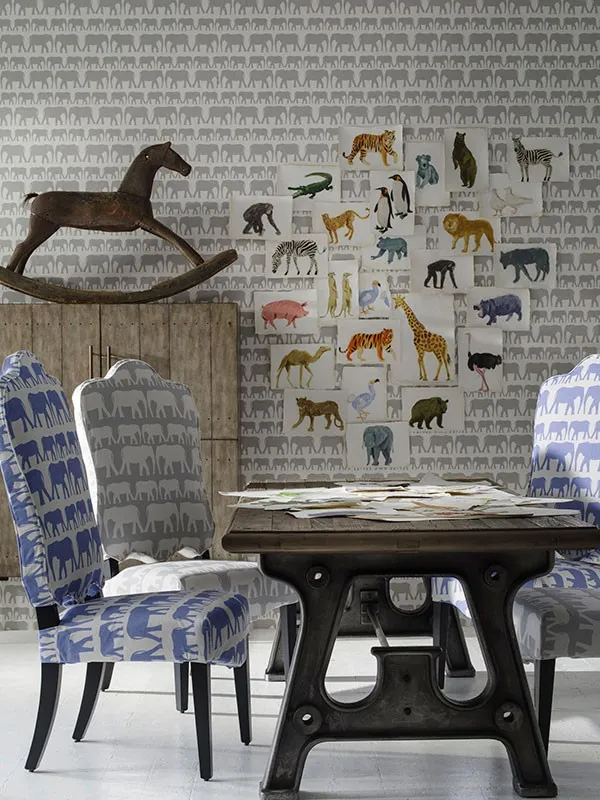 Ткань Andrew Martin Monkey Puzzle Fabric parade_denim_cameron