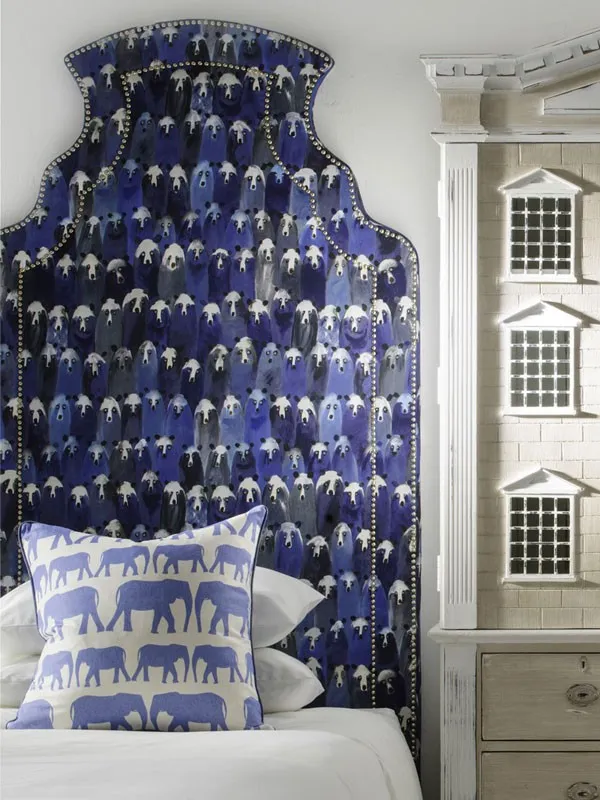 Ткань Andrew Martin Monkey Puzzle Fabric parade_denim_cushion