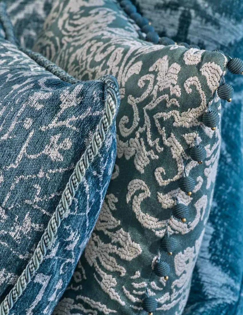 Ткань Robert Allen Enchanting Color Fabric Modern Bead, Blue Pine, Library Rope