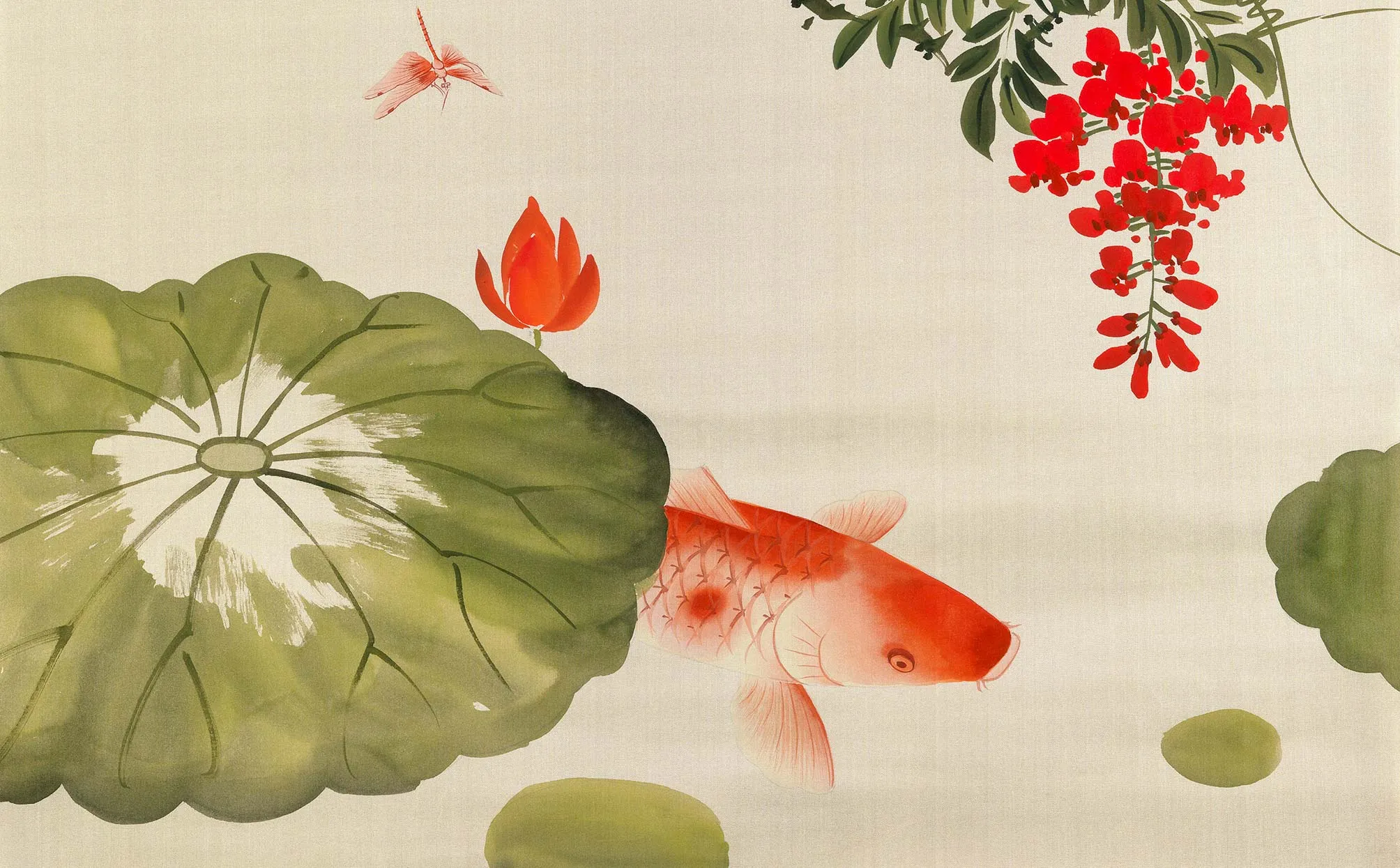 Обои для стен Fromental 20th century C002-lotus-and-carp-col-automne