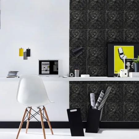 Обои для стен Koziel Tin tiles wallpapers antique-carbon-tin-tiles-wallpaper-001d31x24