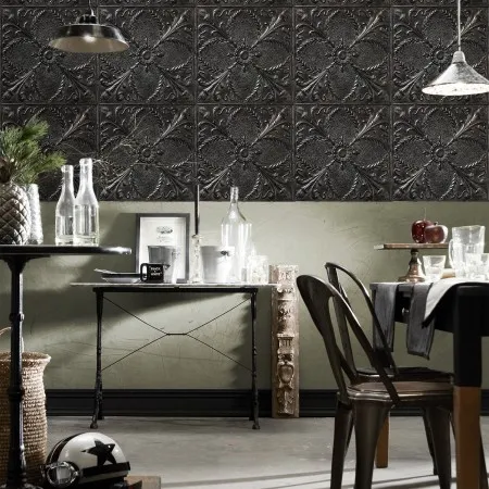 Обои для стен Koziel Tin tiles wallpapers antique-carbon-tin-tiles-wallpaper-005d31