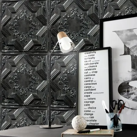 Обои для стен Koziel Tin tiles wallpapers antique-carbon-tin-tiles-wallpaper-017d31