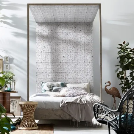 Обои для стен Koziel Tin tiles wallpapers antique-white-tin-tiles-wallpaper-012p01x24