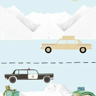 Обои для стен Studio OnsZelf Little Wallpaper Auto-met-blauwe-lucht-foto