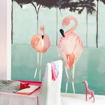Обои для стен Studio OnsZelf Little Wallpaper Flamingos-aqua