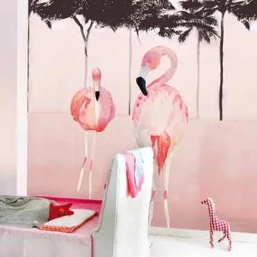 Обои для стен Studio OnsZelf Little Wallpaper Flamingos-roze