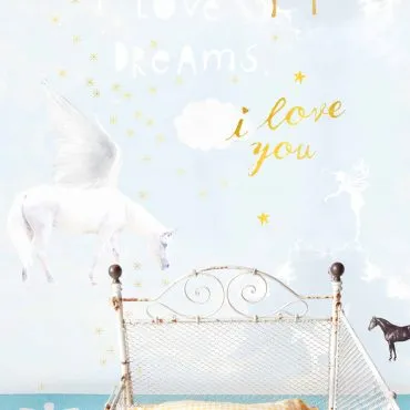 Обои для стен Studio OnsZelf Little Wallpaper unicorn-foto-lichtblauw