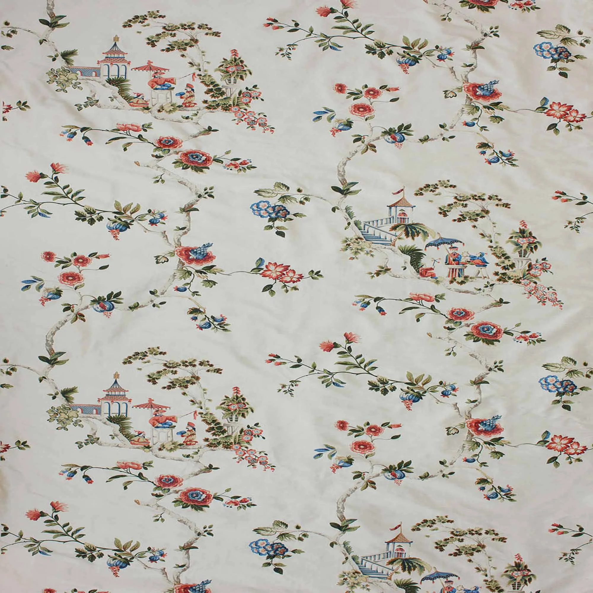 Ткань Beaumont & Fletcher Cathay Printed Silk Cathay-Ivory-garden-1