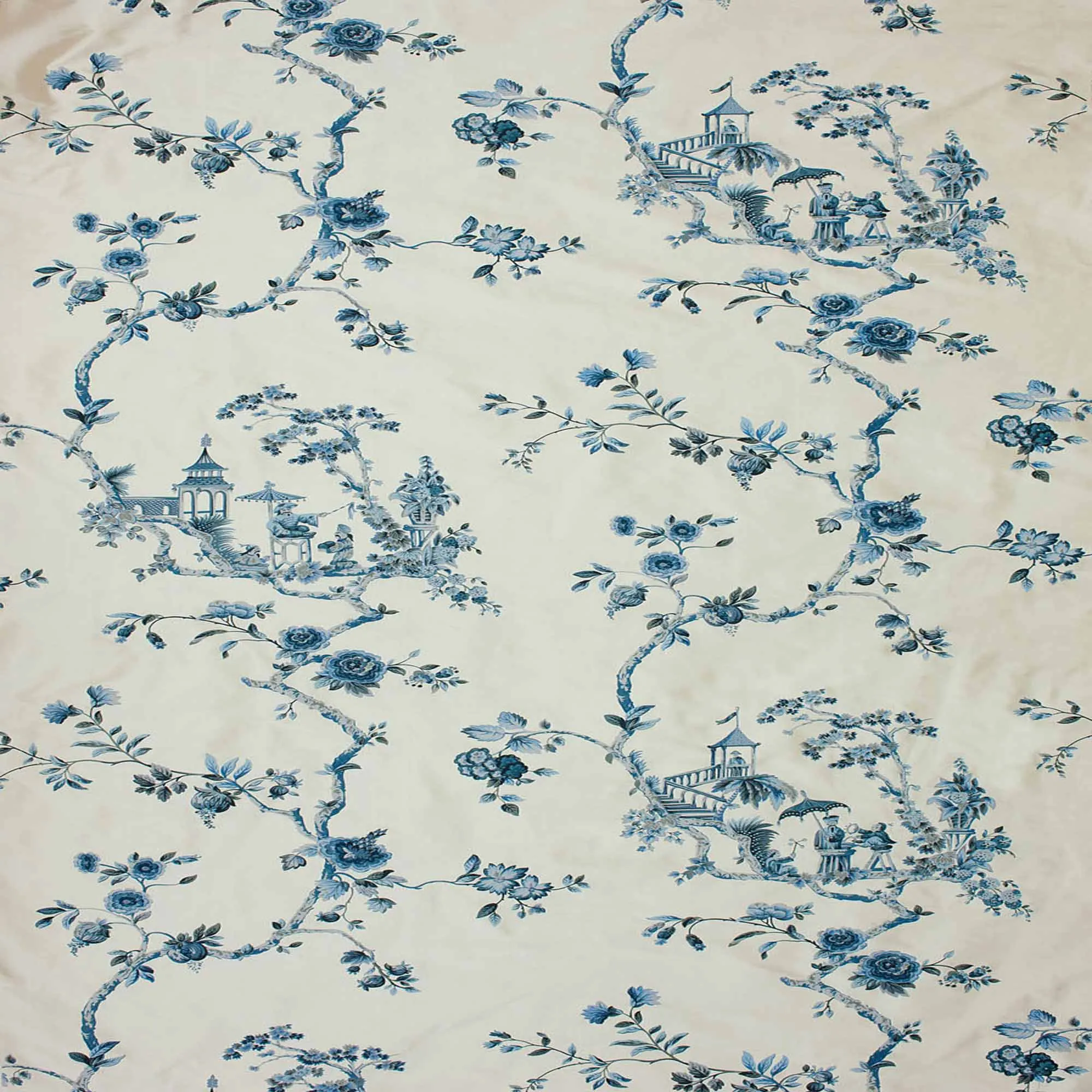 Ткань Beaumont & Fletcher Cathay Printed Silk Cathay-Ming-blue-1
