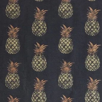 Ткань Barneby Gates Barneby Fabrics Pineapple-R-gold-on-charcoal-swatch