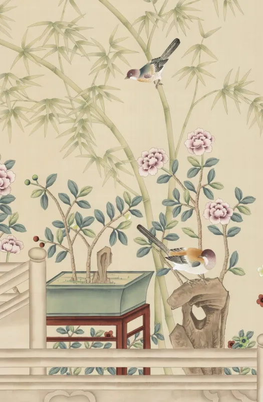 Обои для стен Paul Montgomery Chinoiseries Collection Courtyard-of-a-Cabin