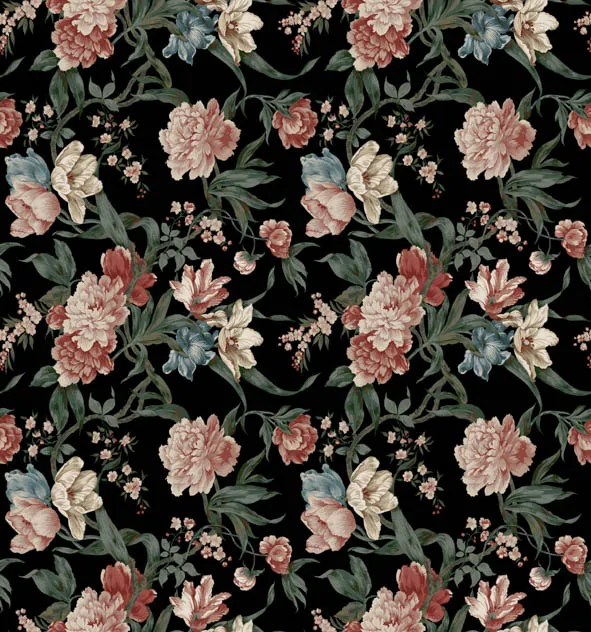 Ткань Spring Drifting Black-Chintz-Col-30-1