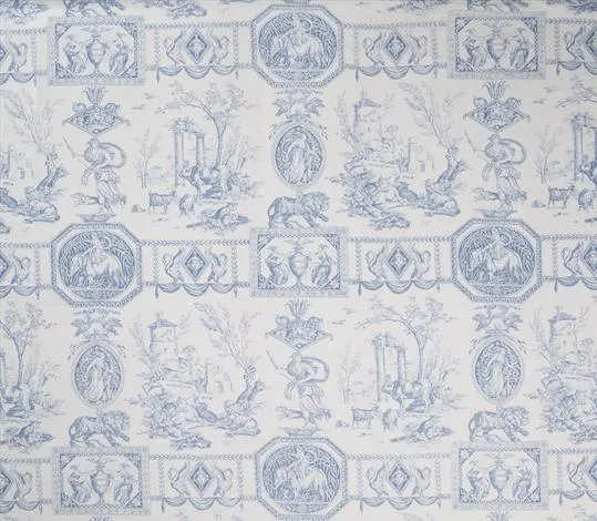 Ткань Marvic Textiles Toile Proposals III 5221-1 Blue on cream linen