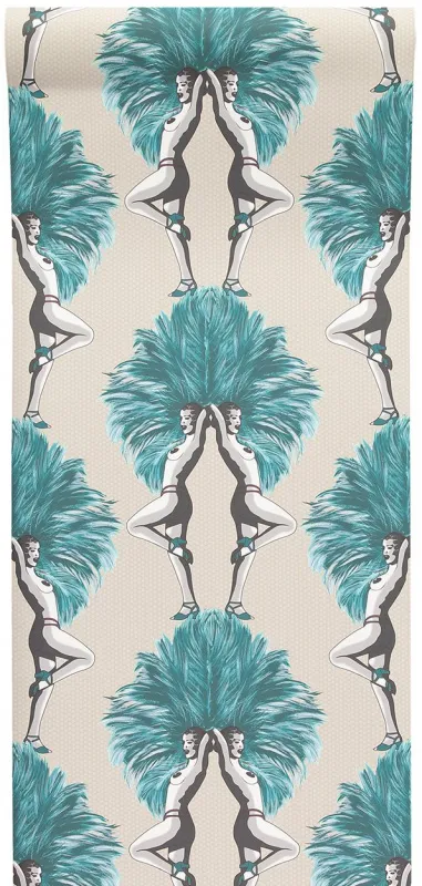 Обои для стен Graduate Collection Graduate Wallpapers showgirls_wallpaper_teal_taupe