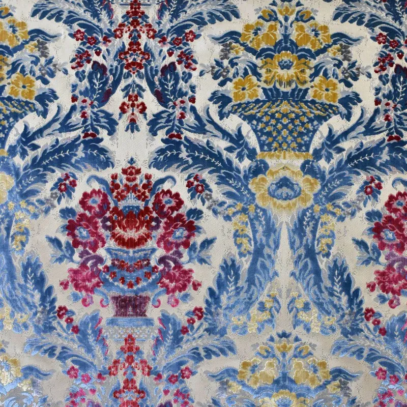 Ткань Luigi Bevilacqua Многоцветный бархат Antico-multicolore-turchese