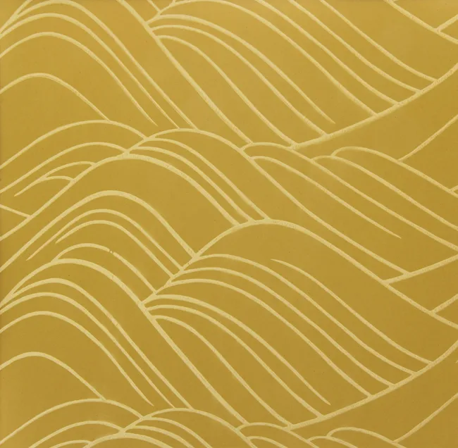 Обои для стен Biden Designs Block Printed Paper Wave-2107-Mustard-r3-p65