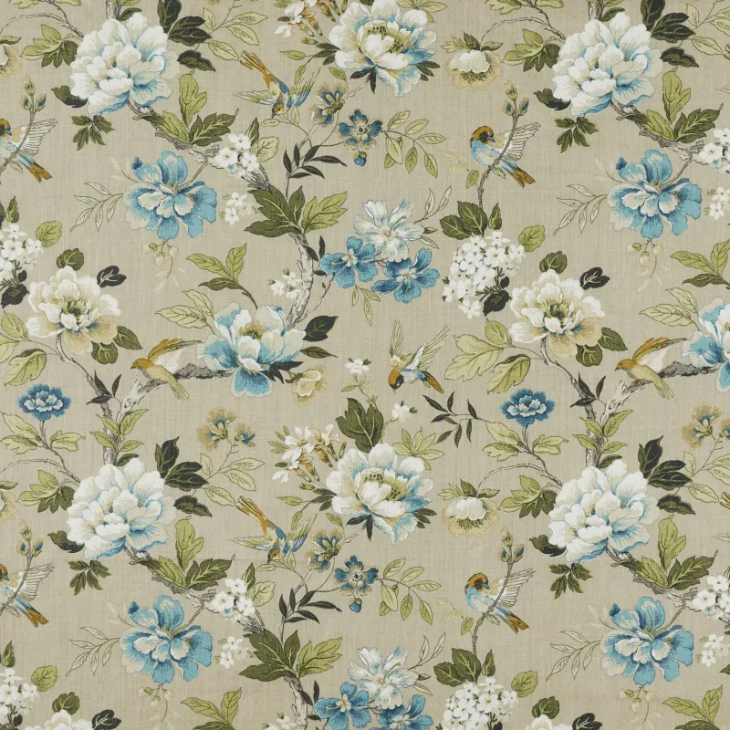 Ткань The Design Archives Archive 1 Cotton & Linen Grosvenor-1003-Teal-2-1