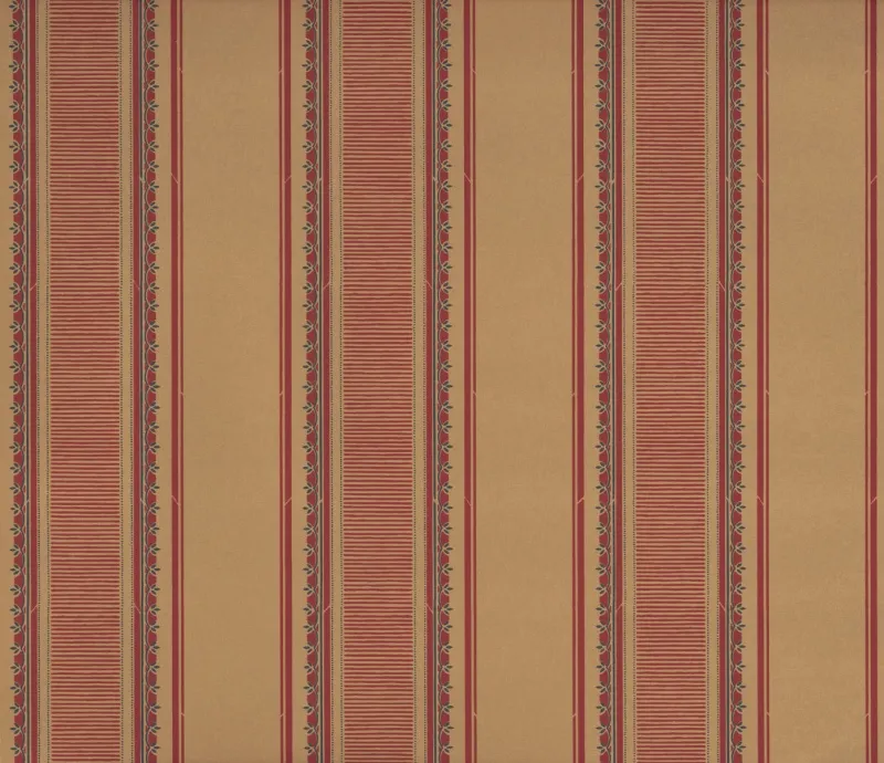 Обои для стен Hamilton Weston Paradise Archive French-Stripe-Charcoal-Red-on-Buckskin