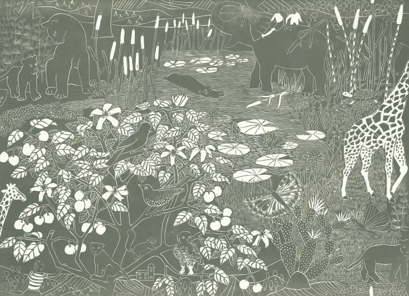 Обои для стен Hamilton Weston The Marthe Armitage wallpapers All-Will-Be-Well-Green-Smoke-co