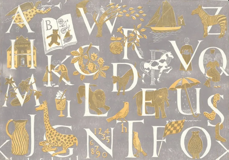 Обои для стен Hamilton Weston The Marthe Armitage wallpapers Alphabet-Mauve-Grey-Corn