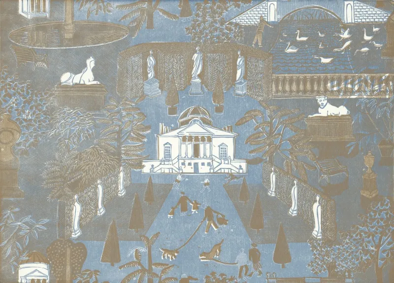 Обои для стен Hamilton Weston The Marthe Armitage wallpapers Chiswick-House-Deep-Blue-Gold-4