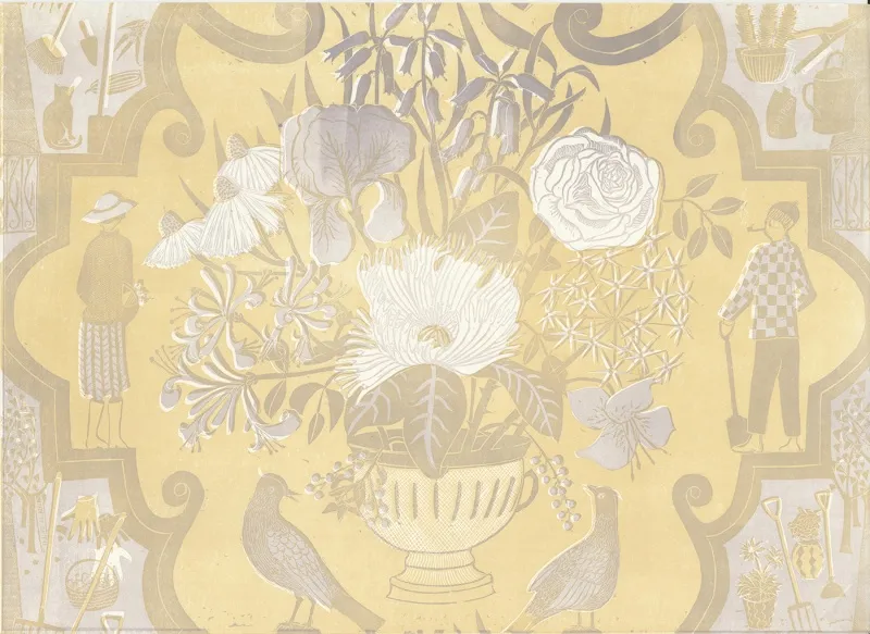 Обои для стен Hamilton Weston The Marthe Armitage wallpapers Gardeners-Lilly-Yellow-Grey-web-ready