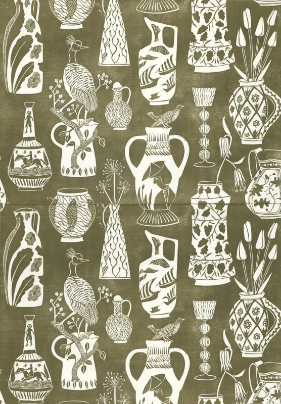 Обои для стен Hamilton Weston The Marthe Armitage wallpapers Jugs-Olive-Green