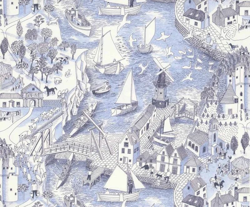 Обои для стен Hamilton Weston The Marthe Armitage wallpapers Windmill-Black-and-Drawing-Room-Blue-1