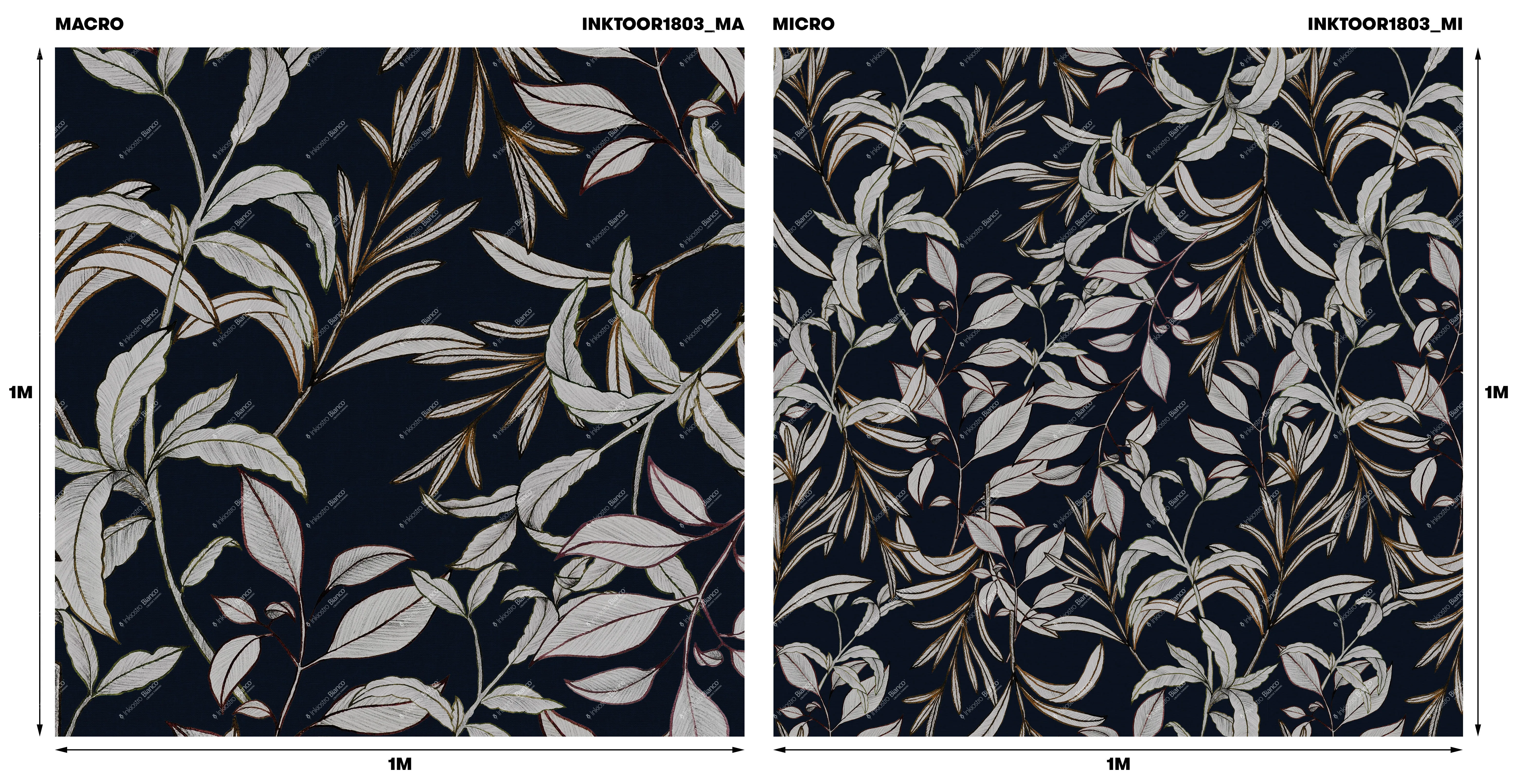 Ткань Inkiostro Bianco Foglia d’oro inktoor1803