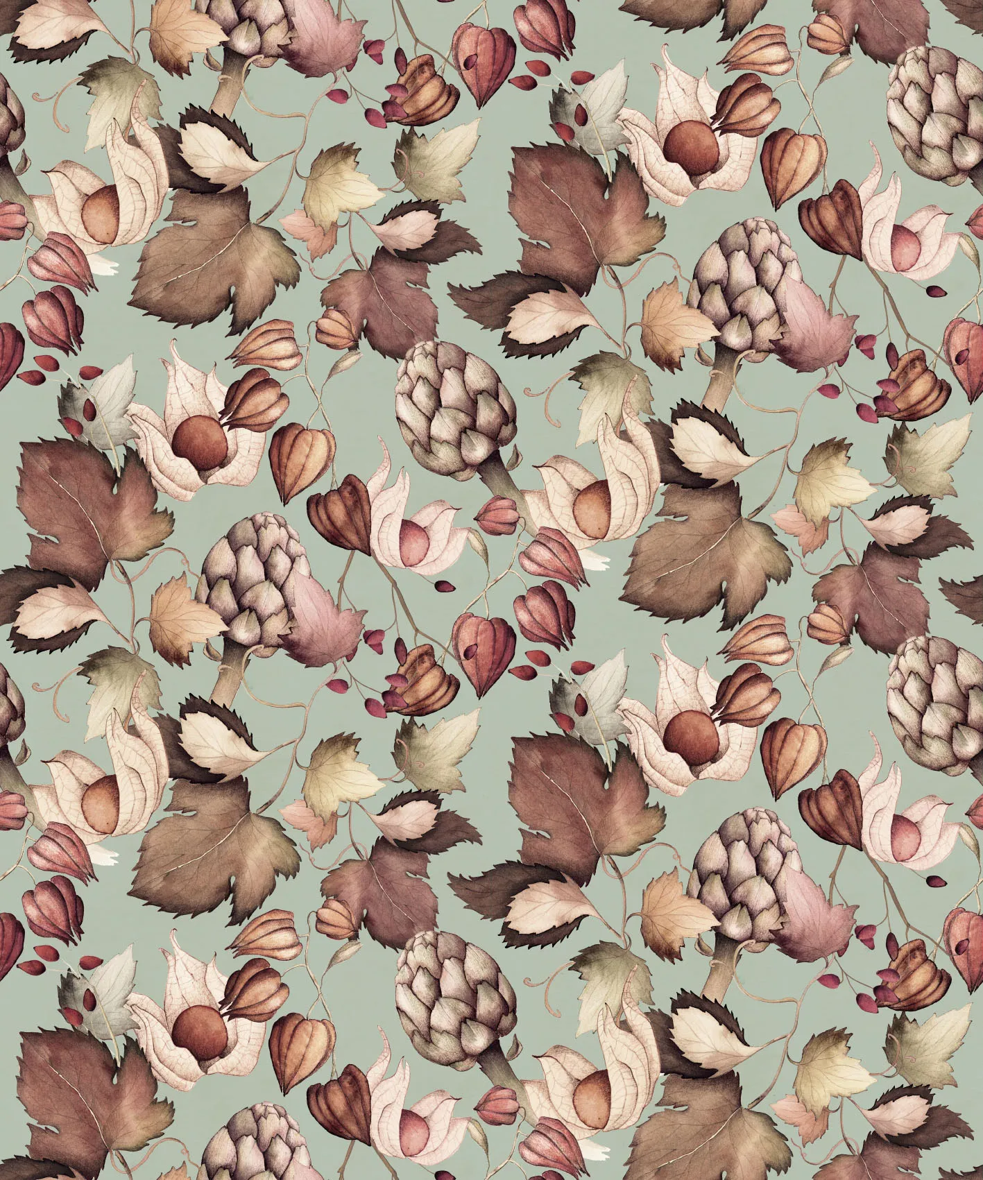 Обои для стен CoDe Fabula D0032_ORTO-MAGICO_EGGSHELL-BLU_LW