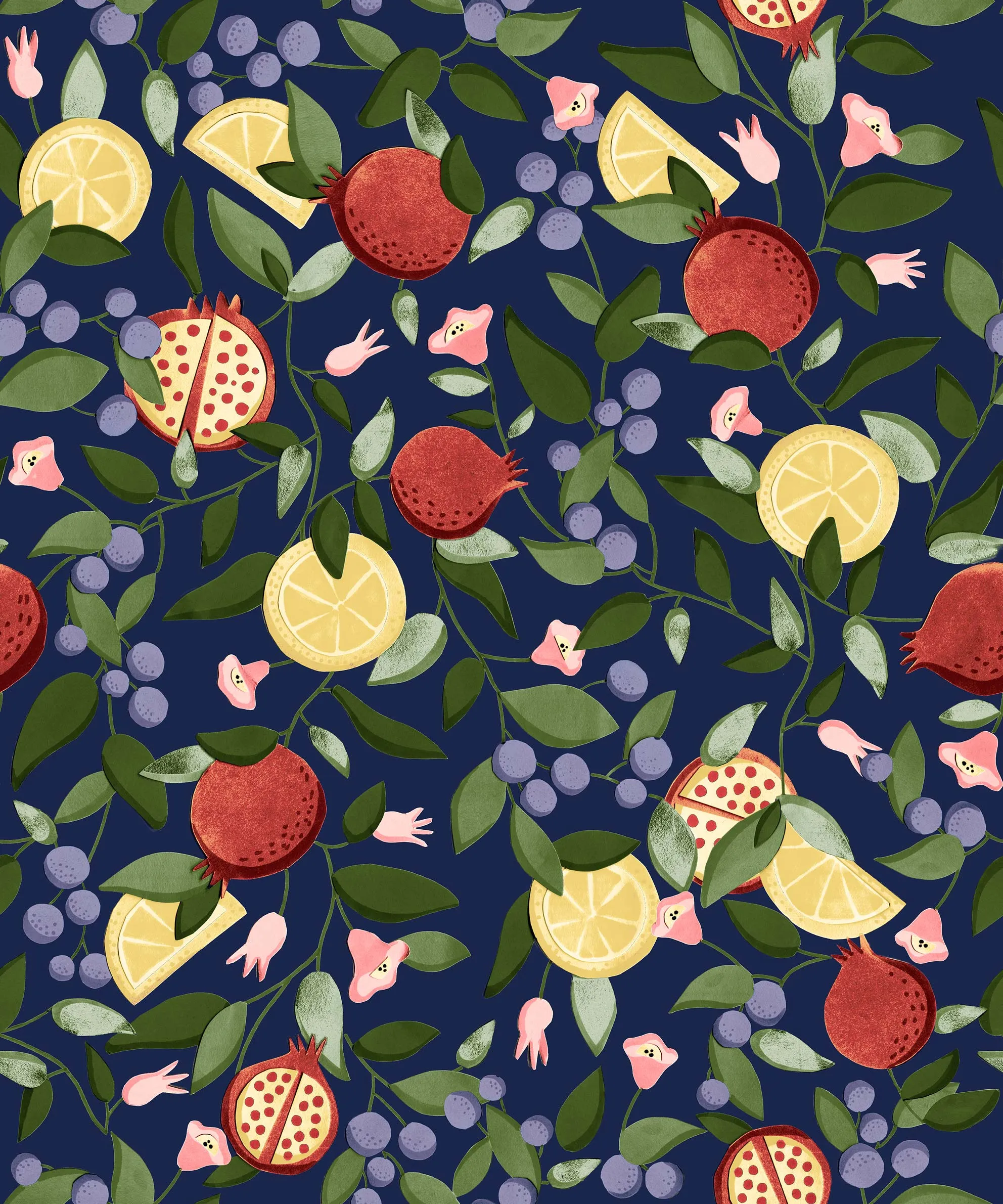 Обои для стен CoDe Flora 00074_FLORA_ReadyRoll_MALAGRANATUM_MIDNIGHT-BLUE_LW