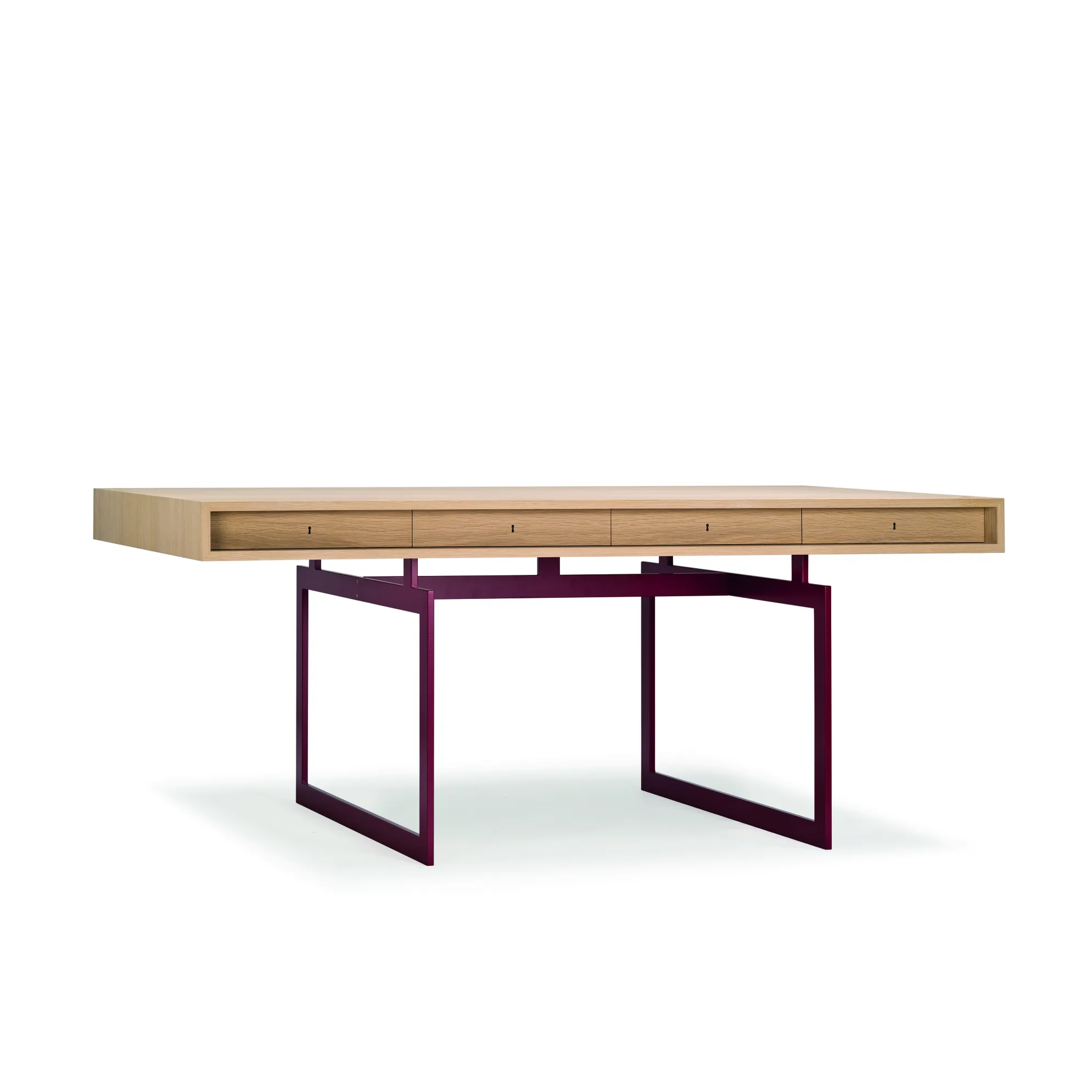 Стол Office Desk_Red_frame_Oak_Packshot_Angle